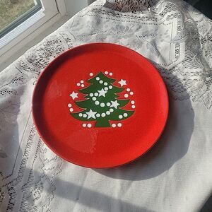 VTG Waechtersbach Christmas Tree Red 7.75” Salad Plate West Germany FLAW READ